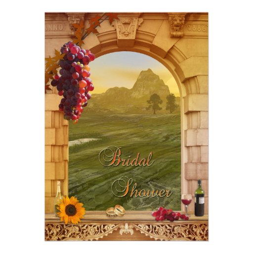 Vineyard Wine Themed Fall Bridal Shower Invitation (front side)