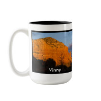 Vinny on Moonrise Glowing Red Rock Mug by SedonaMugs Vinny on Moonrise Glowing Red Rock Mug