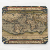 Vintage 1570 Abraham Ortelius' Old World Map mousepads