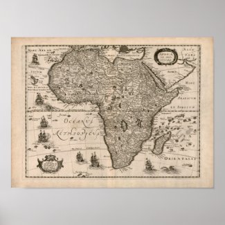 Vintage 1640 Africa Map Poster