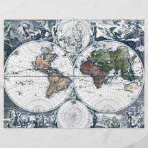 Vintage 1658 Nicolao Visscher World Map Personalized Flyer