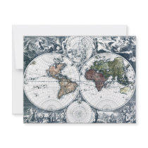Vintage 1658 Nicolao Visscher World Map Invitations