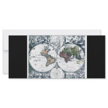 Vintage 1658 Nicolao Visscher World Map Rack Cards