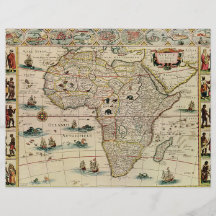 Vintage 1660's Africa Map by Willem Janszoon Blaeu Full Color Flyer
