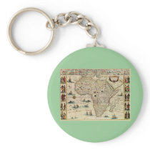 Vintage 1660's Africa Map by Willem Janszoon Blaeu Key Chains