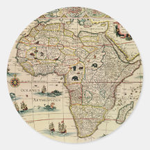 Vintage 1660's Africa Map by Willem Janszoon Blaeu Round Sticker