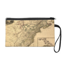 Vintage 1777 American Colonies Map by Phelippeaux Wristlet Clutches