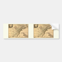 Vintage 1777 American Colonies Map by Phelippeaux Bumper Stickers