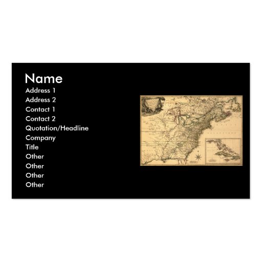 Vintage 1777 American Colonies Map by Phelippeaux Business Card Template (front side)