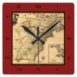 Vintage 1777 American Colonies Map by Phelippeaux Wall Clock