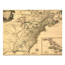 Vintage 1777 American Colonies Map by Phelippeaux Custom Invites