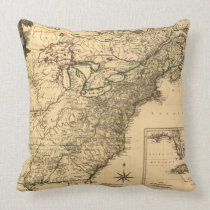 Vintage 1777 American Colonies Map by Phelippeaux Throw Pillows