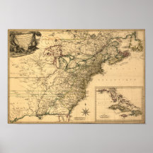 Vintage 1777 American Colonies Map by Phelippeaux Posters
