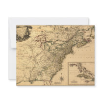 Vintage 1777 Map of American Colonies Custom Invites