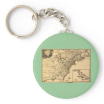 Vintage 1777 Map of American Colonies Keychains