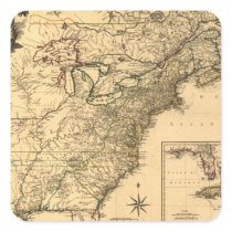 Vintage 1777 Map of American Colonies Square Sticker
