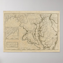 Vintage 1795 Maryland Map Print
