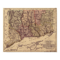 Vintage 1796 Connecticut Map posters by ZephyrusBooks Vintage 1796 Connecticut Map posters