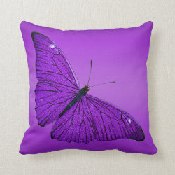 Vintage 1800s Dark Purple Butterfly on Purple Throw Pillow
