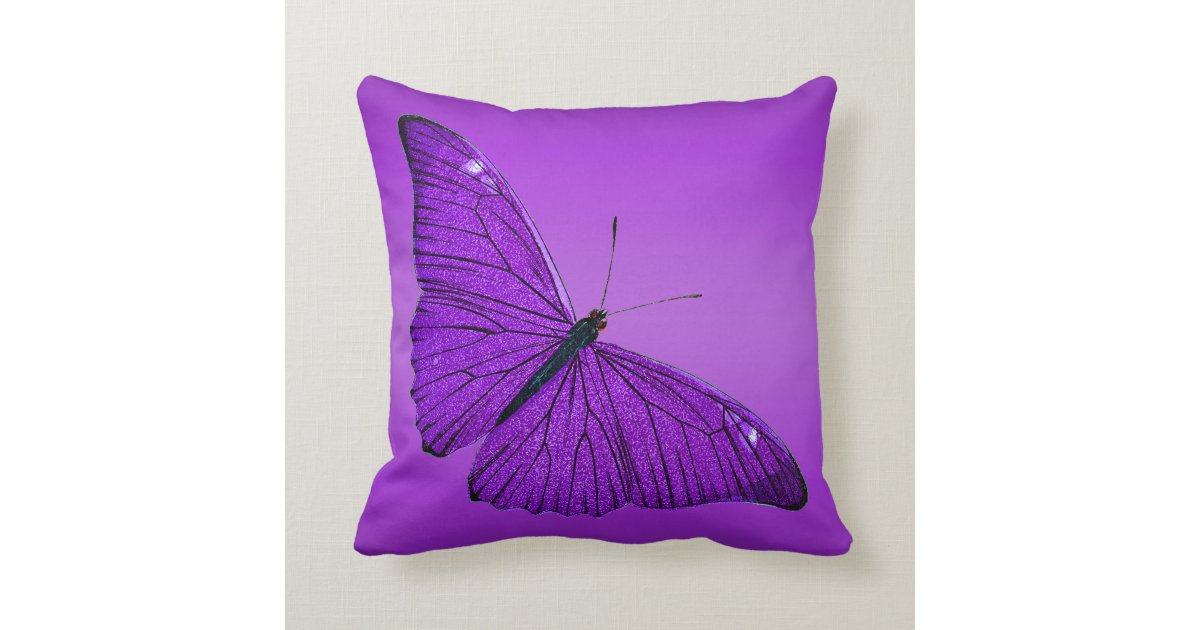 Vintage 1800s Dark Purple Butterfly on Purple Throw Pillow Zazzle