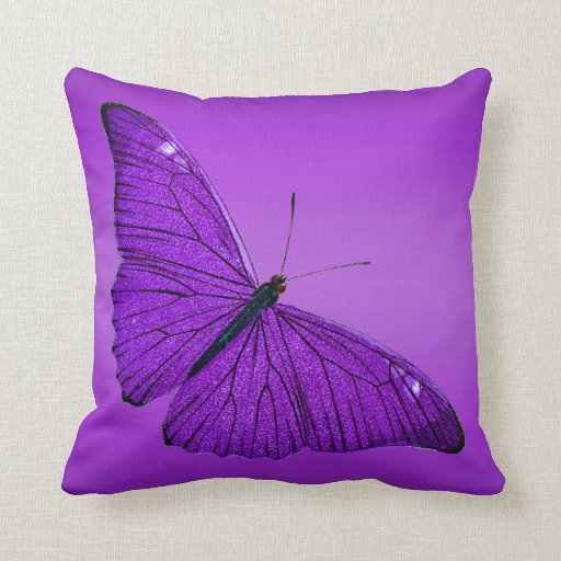 Vintage 1800s Dark Purple Butterfly on Purple Throw Pillow Zazzle