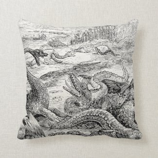 Vintage 1800s Dinosaur Illustration - Dinosaurs Pillow