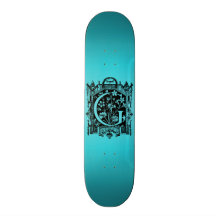 Vintage 1800s Letter G Monogram Teal Blue Skate Decks