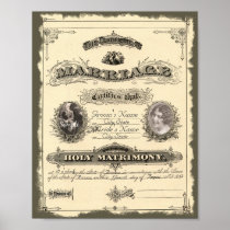 Vintage 1800's Marriage Certificate