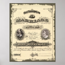Vintage 1800's Marriage Certificate Posters