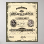 Vintage 1800's Marriage Certificate Posters