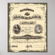 Vintage 1800's Marriage Certificate Posters