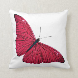 Vintage 1800s Red Butterfly Illustration Template Throw Pillow