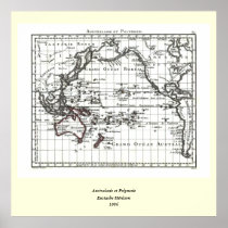 Vintage 1806 Map - Australasie et Polynesie Print