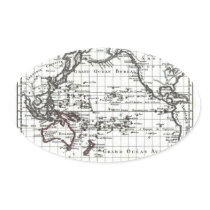 Vintage 1806 Map - Australasie et Polynesie Oval Stickers