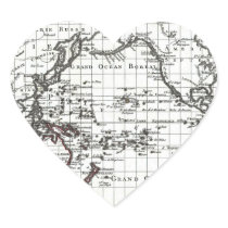 Vintage 1806 Map - Australasie et Polynesie Heart Sticker