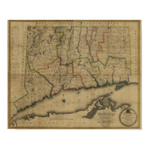 Vintage 1813 Connecticut Map posters by ZephyrusBooks Vintage 1813 Connecticut Map posters