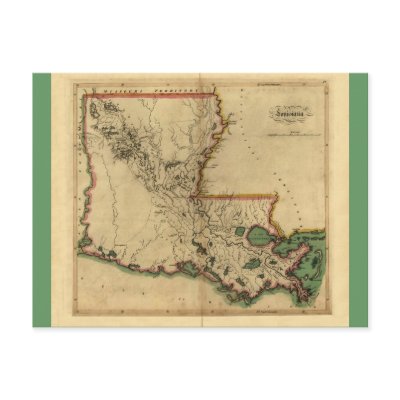 Vintage 1814 Louisiana Map Post Card by ZephyrusBooks