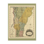 Vintage 1814 Vermont Map Post Card