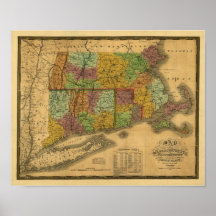 Vintage 1831 Map - Southern New England Posters