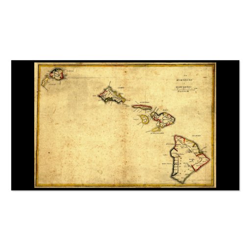 Vintage 1837 Hawaii Map -  Hawaiian Islands Business Card Templates (back side)