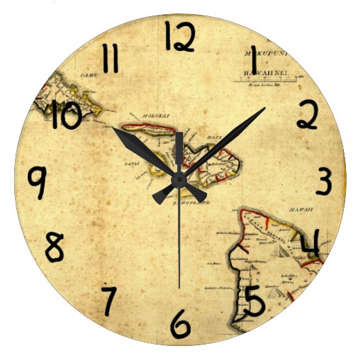 Vintage 1837 Hawaii Map Hawaiian Islands Clock Zazzle