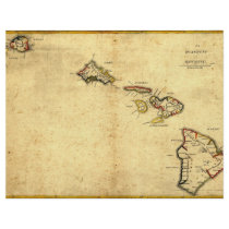 Vintage 1837 Hawaii Map -  Hawaiian Islands Flyer