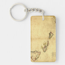 Vintage 1837 Hawaii Map -  Hawaiian Islands Rectangle Acrylic Keychains