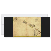 Vintage 1837 Hawaii Map -  Hawaiian Islands Customized Rack Card