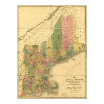 Vintage 1839 New England Map posters by ZephyrusBooks Vintage 1839 New England Map posters