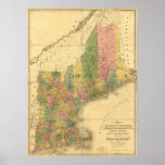 Vintage 1839  New England Map posters