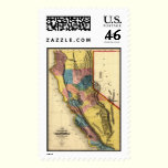 Vintage 1851 California Map stamps