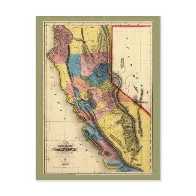 Vintage 1851 California Map Post Cards by ZephyrusBooks