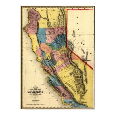Vintage 1851 California Map Poster by ZephyrusBooks