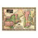 Vintage 1856 New England Rail Map posters